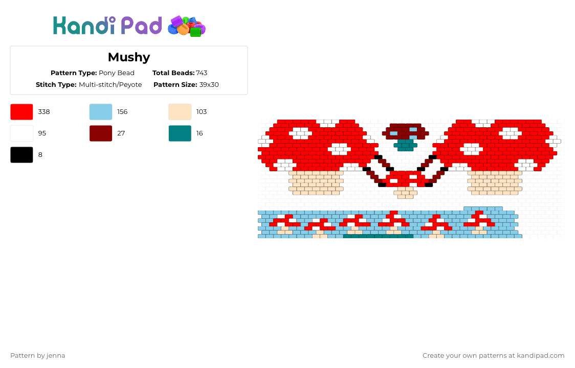 Mushy - Pony Bead Pattern by jenna on Kandi Pad - red,light blue