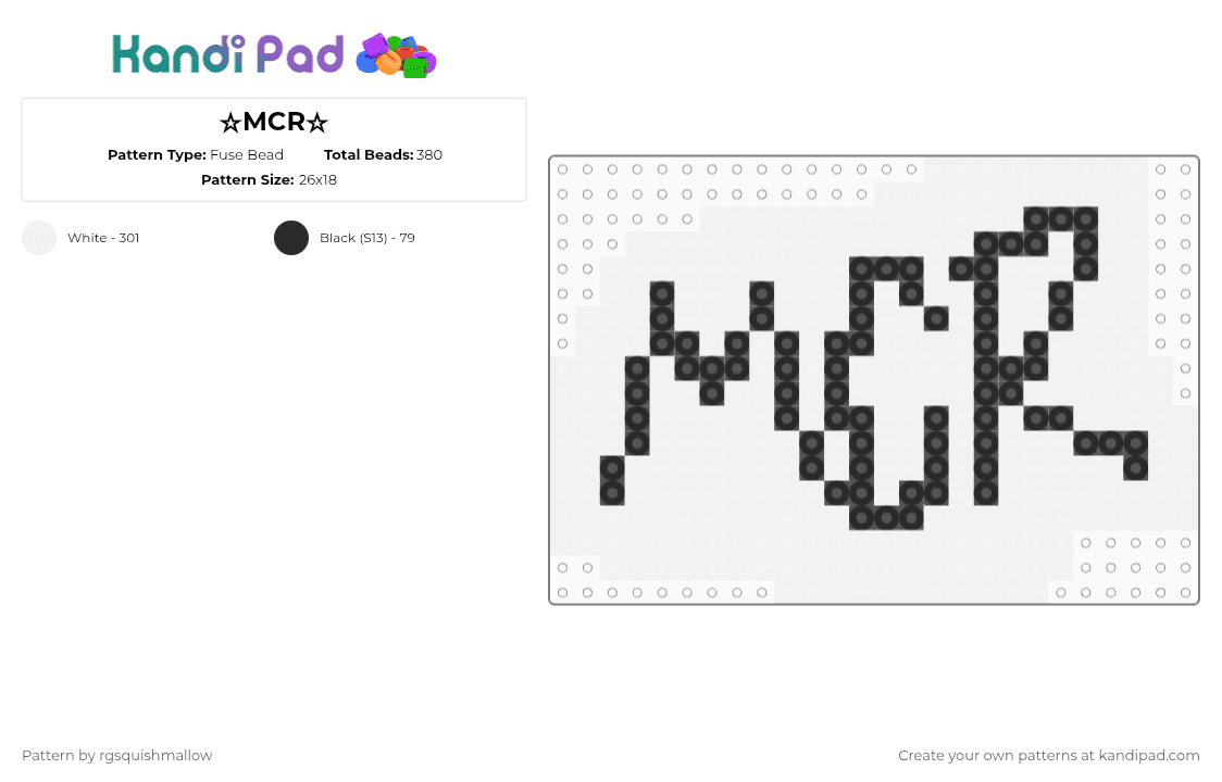 ☆MCR☆ - Fuse Bead Pattern by rgsquishmallow on Kandi Pad - white