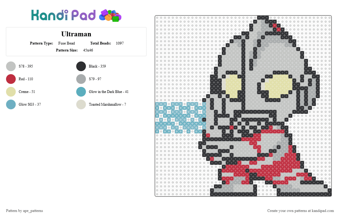 Ultraman - Fuse Bead Pattern by ape_patterns on Kandi Pad - beige,character,ultraman,ultra,alien,toku,superhero