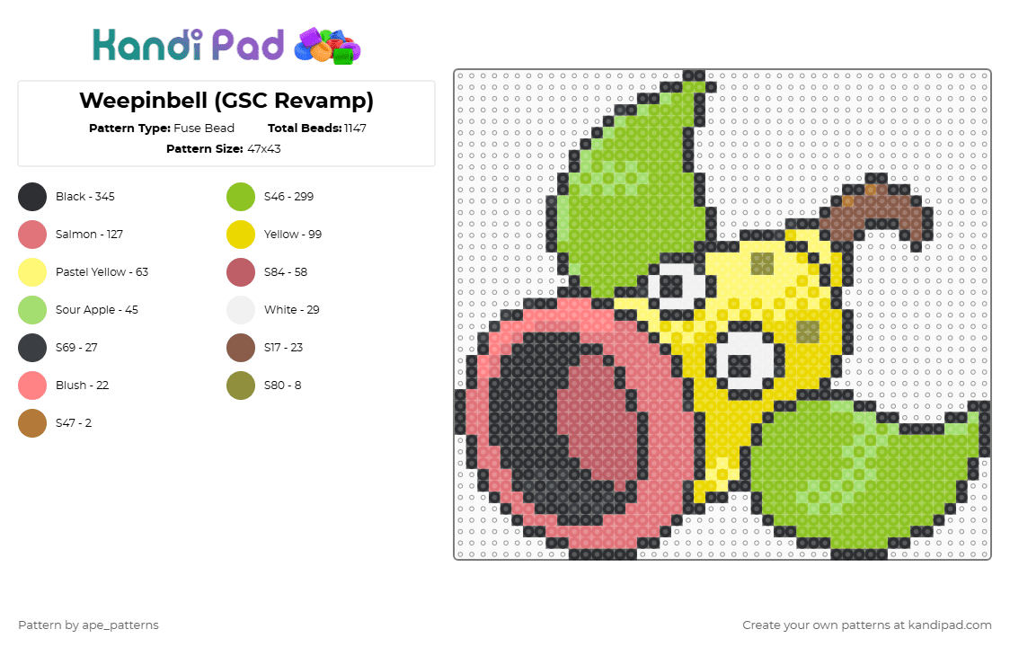 Weepinbell (GSC Revamp) - Fuse Bead Pattern by ape_patterns on Kandi Pad - 