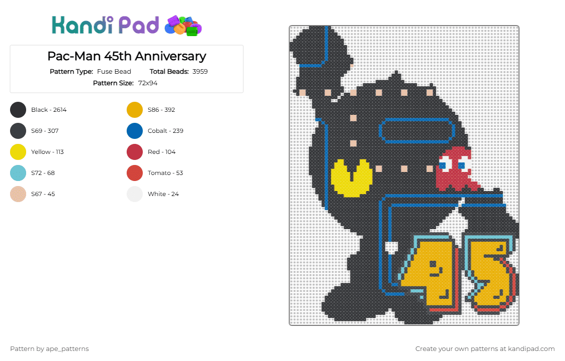Pac Man Button Pattern Pac-Man Collection - Kandi Pad | Kandi Patterns, Fuse Bead Patterns ...