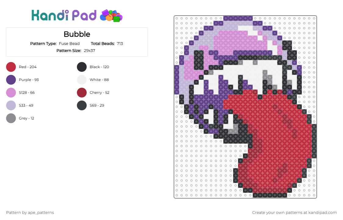 Bubble - Fuse Bead Pattern by ape_patterns on Kandi Pad - red,pink,character,bubble,tadc,theamazingdigitalcircus,amazing,digital,circus