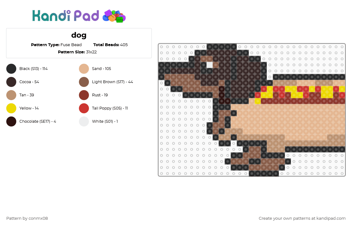 dog - Fuse Bead Pattern by conmx08 on Kandi Pad - beige,brown