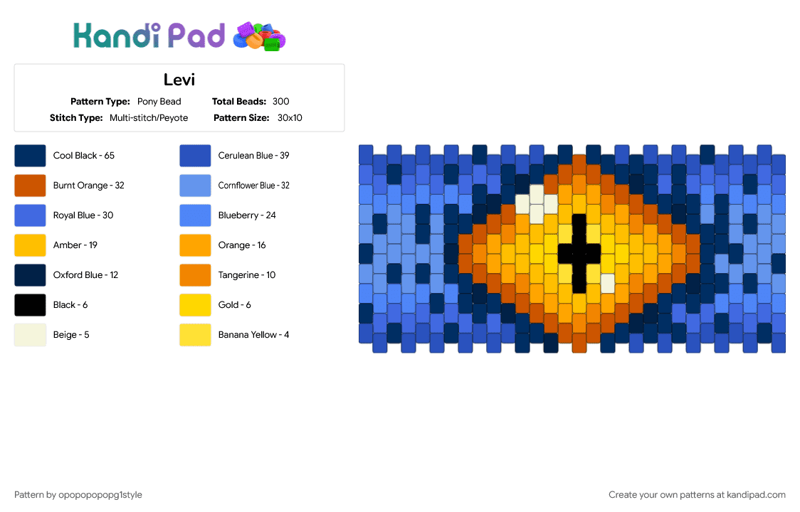 Levi - Pony Bead Pattern by opopopopopg1style on Kandi Pad - blue