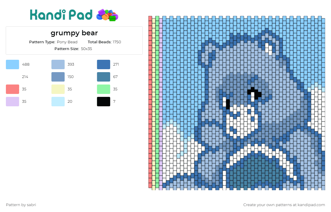 grumpy bear - Pony Bead Pattern by sabri on Kandi Pad - grumpy bear,care bears,tv shows