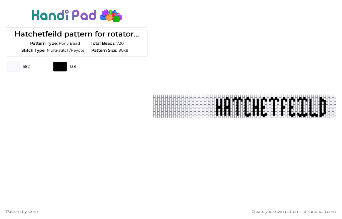 Hatchetfeild pattern for rotator cuff - Pony Bead Pattern by storm on Kandi Pad - white,starkid,teamstarkid,team starkid,hatchetfeild,fandom