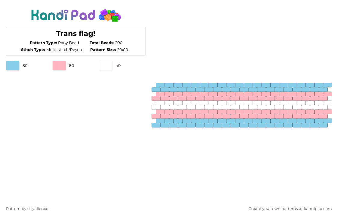 Trans Shield Pattern Trans flag! Pony Bead Pattern - Kandi Pad | Kandi Patterns, Fuse Bead ...