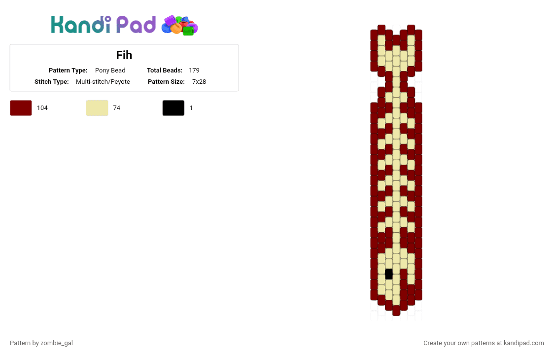 Fih - Pony Bead Pattern by zombie_gal on Kandi Pad - brown, yellow