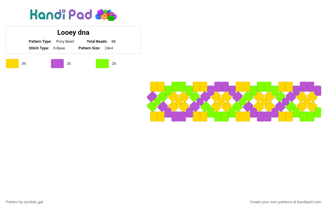 Looey dna - Pony Bead Pattern by zombie_gal on Kandi Pad - yellow