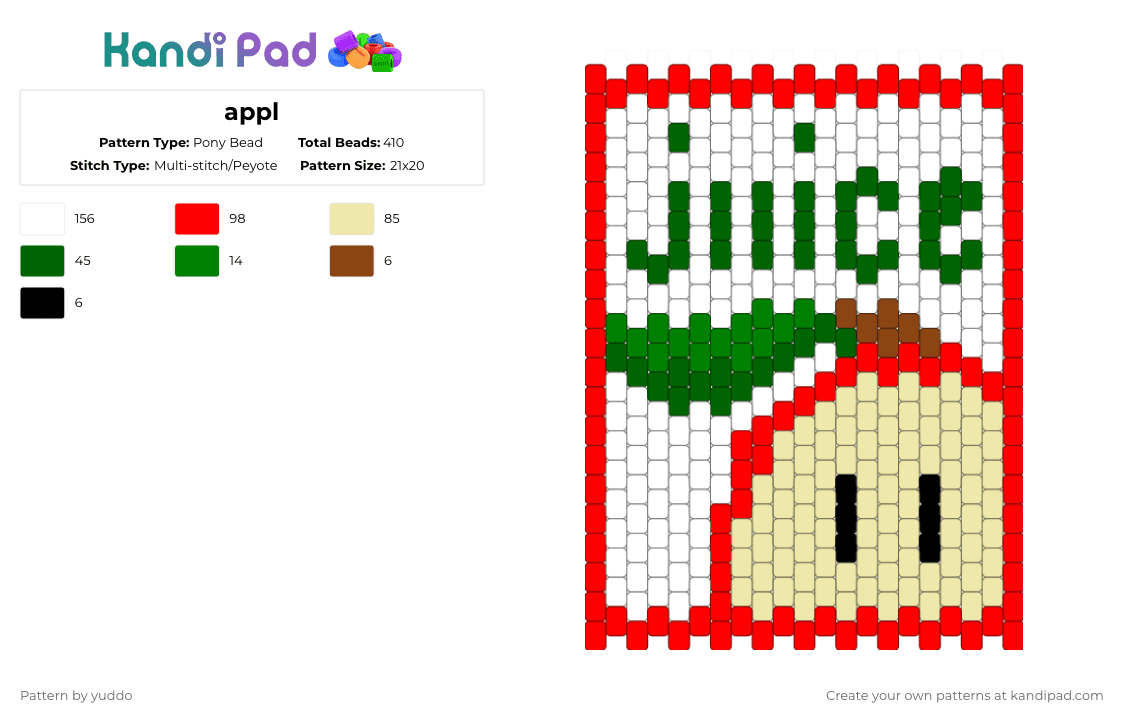 appl - Pony Bead Pattern by yuddo on Kandi Pad - red,yellow