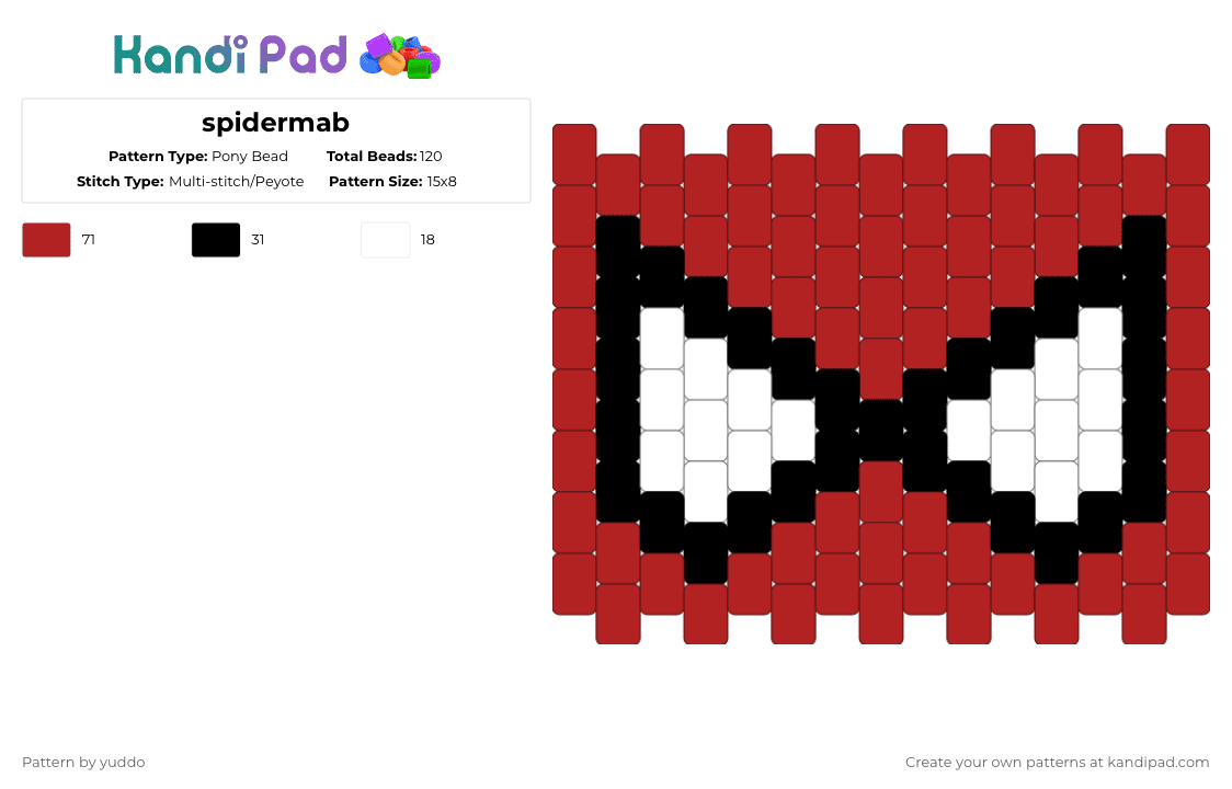 spidermab - Pony Bead Pattern by yuddo on Kandi Pad - red