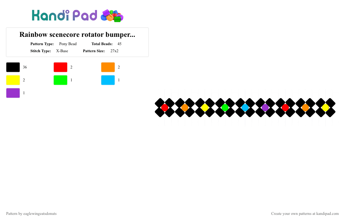 Rainbow scenecore rotator bumpers :3 (pt 2/4) - Pony Bead Pattern by eaglewingeatsdonuts on Kandi Pad - black,red,orange,yellow,scenecore,alt,scene,rainbow,rotator