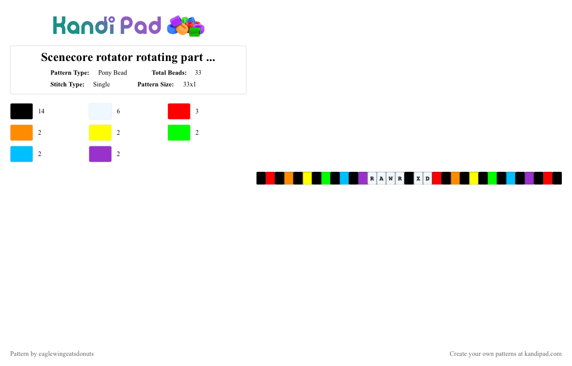 Scenecore rotator rotating part (3/4) - Pony Bead Pattern by eaglewingeatsdonuts on Kandi Pad - black,red,yellow,light blue,colorful,scenecore,scene,rotator,rainbow