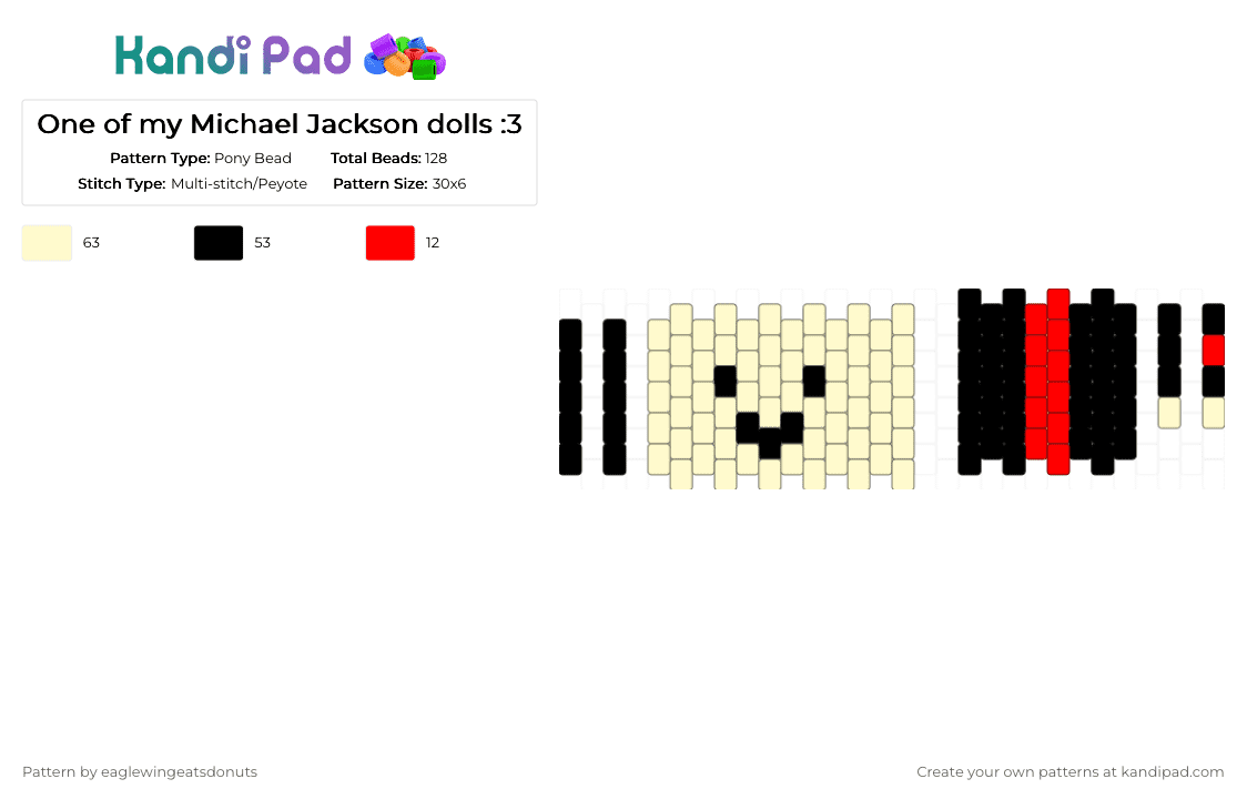 One of my Michael Jackson dolls :3 - Pony Bead Pattern by eaglewingeatsdonuts on Kandi Pad - doll, dolls, michael jackson, mj, yellow