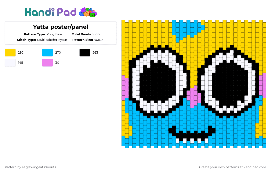 Yatta poster/panel - Pony Bead Pattern by eaglewingeatsdonuts on Kandi Pad - yellow,light blue,yatta,dandy,dandys world,panel,poster,pinata,yatta panel,dandys world poster