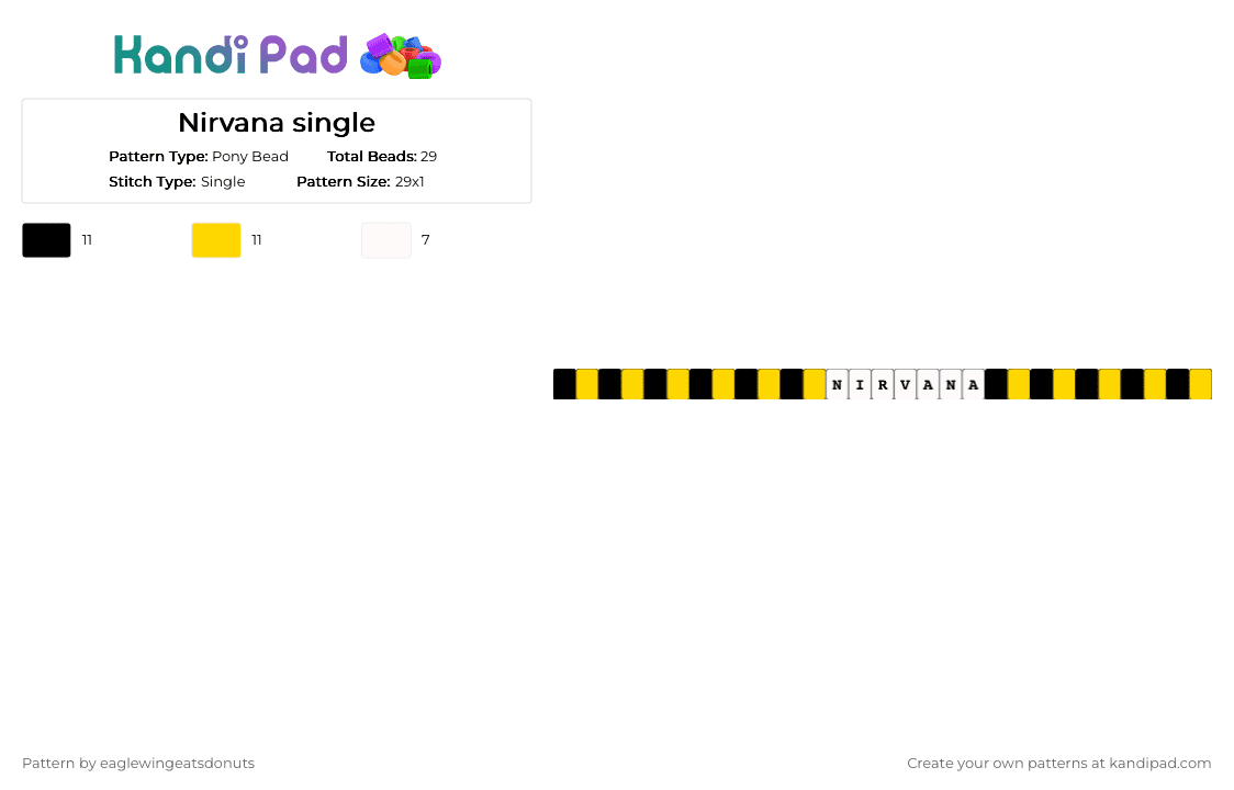 Nirvana single - Pony Bead Pattern by eaglewingeatsdonuts on Kandi Pad - kurt, nirvana, single, white, yellow