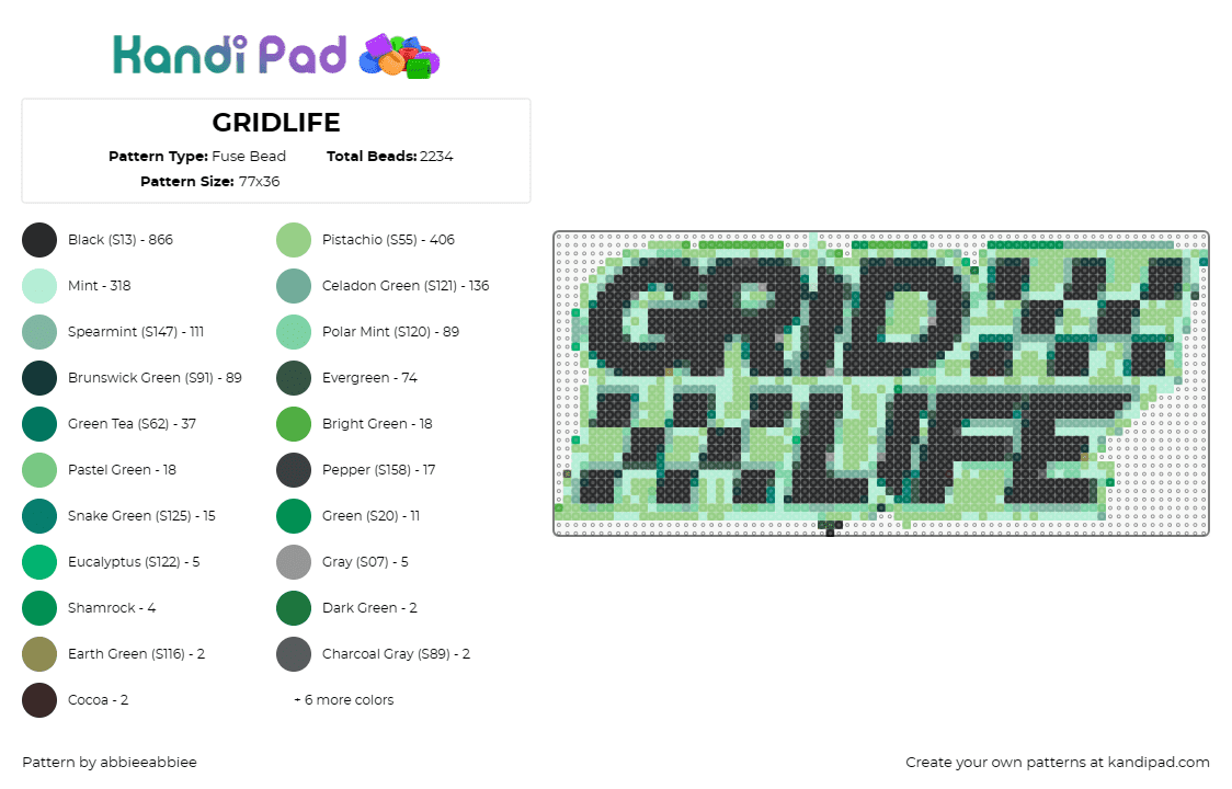 GRIDLIFE - Fuse Bead Pattern by abbieeabbiee on Kandi Pad - grid life,racing,text,checkered,sign,black,teal,green