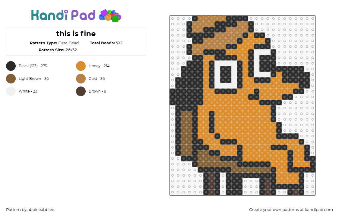 this is fine - Fuse Bead Pattern by abbieeabbiee on Kandi Pad - this is fine,meme,dog,chair,cartoon,humor,satire,comic,internet culture,orange