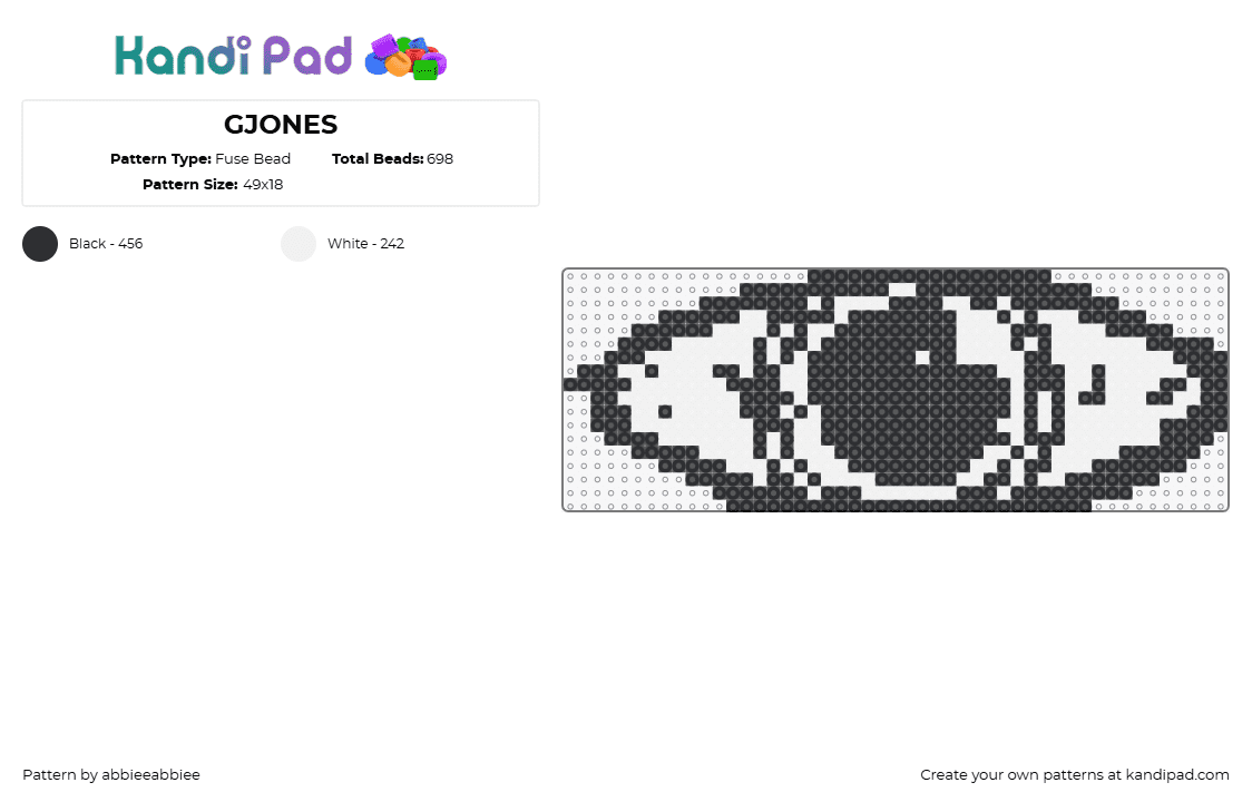 GJONES - Fuse Bead Pattern by abbieeabbiee on Kandi Pad - g jones,eye,visions,album,music,edm,dj,black,white