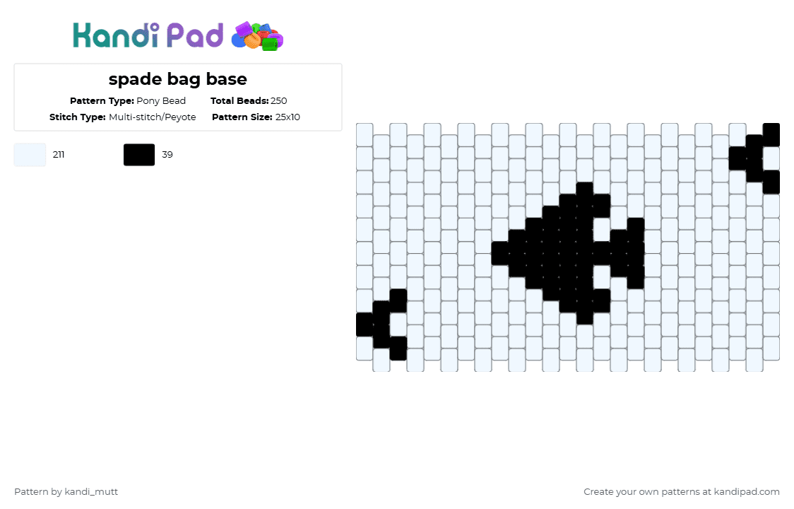 spade bag base - Pony Bead Pattern by kandi_mutt on Kandi Pad - white