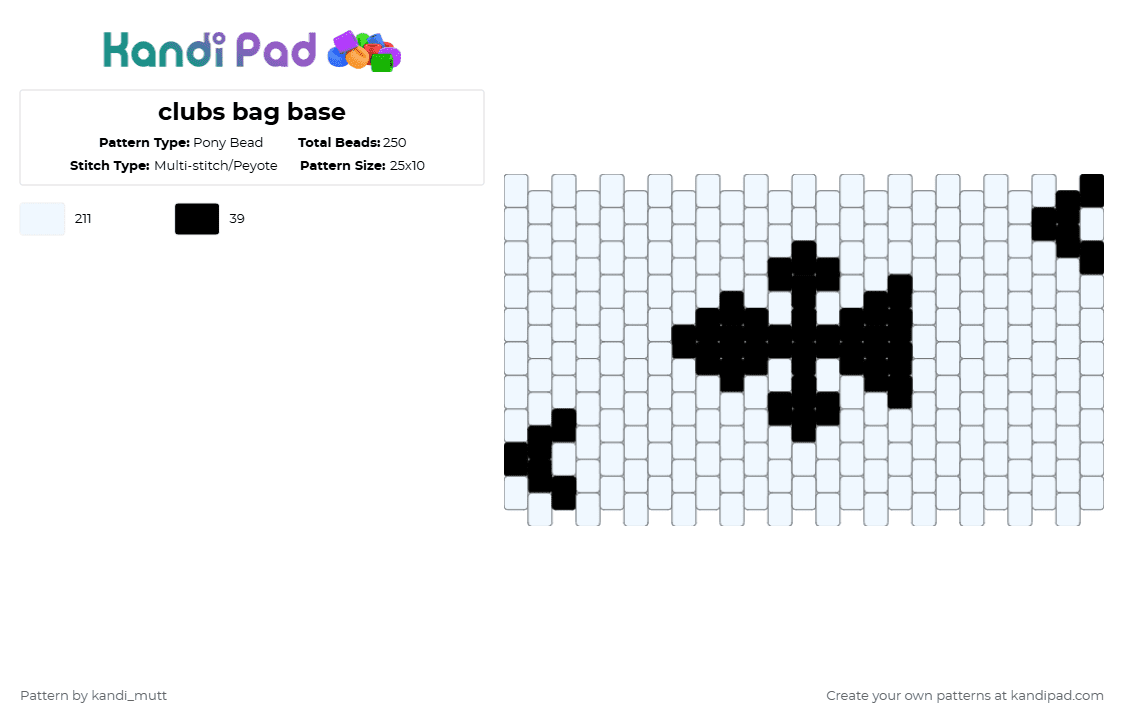 clubs bag base - Pony Bead Pattern by kandi_mutt on Kandi Pad - white