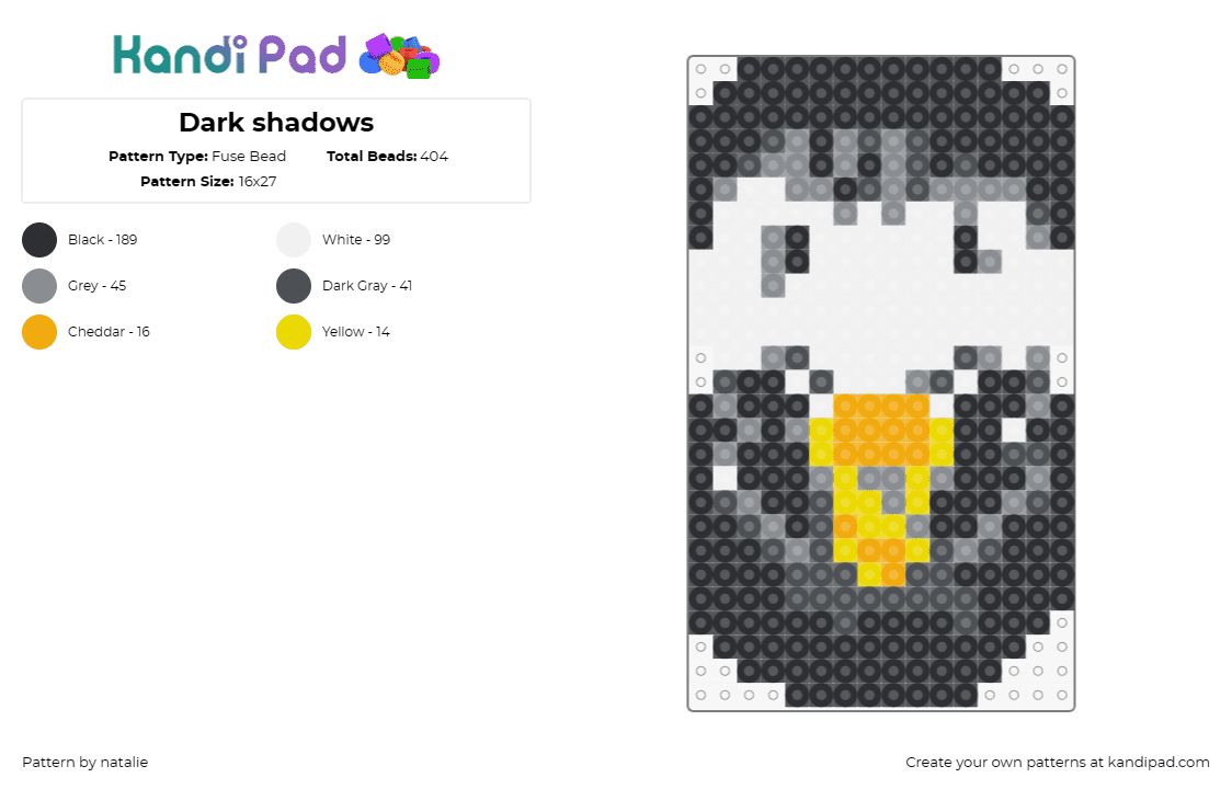 Dark shadows - Fuse Bead Pattern by natalie on Kandi Pad - dark shadows,vampire,johnny depp,gothic,supernatural,gray,black,gold