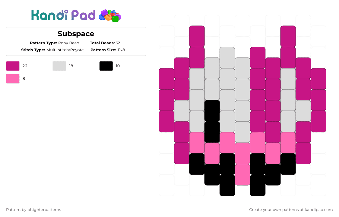 Subspace - Pony Bead Pattern by phighterpatterns on Kandi Pad - pink,white,phighting,roblox,phightingroblox,subspace