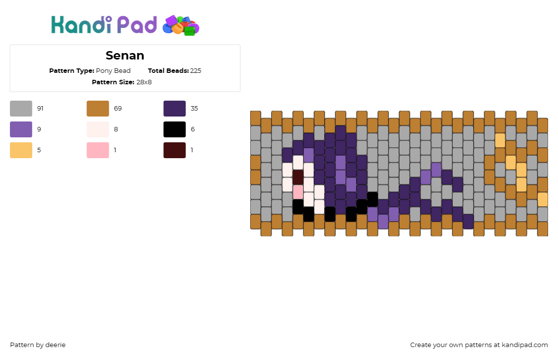 Senan - Pony Bead Pattern by deerie on Kandi Pad - senan,cuff