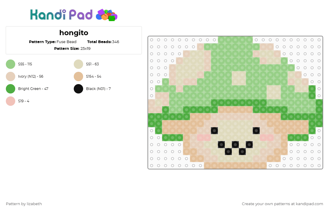 hongito - Fuse Bead Pattern by lizabeth on Kandi Pad - teal,beige