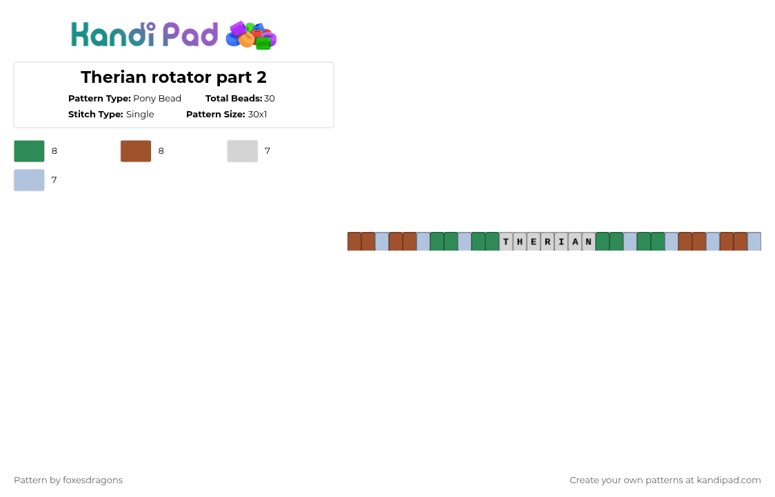 Therian rotator part 2 - Pony Bead Pattern by foxesdragons on Kandi Pad - green,red