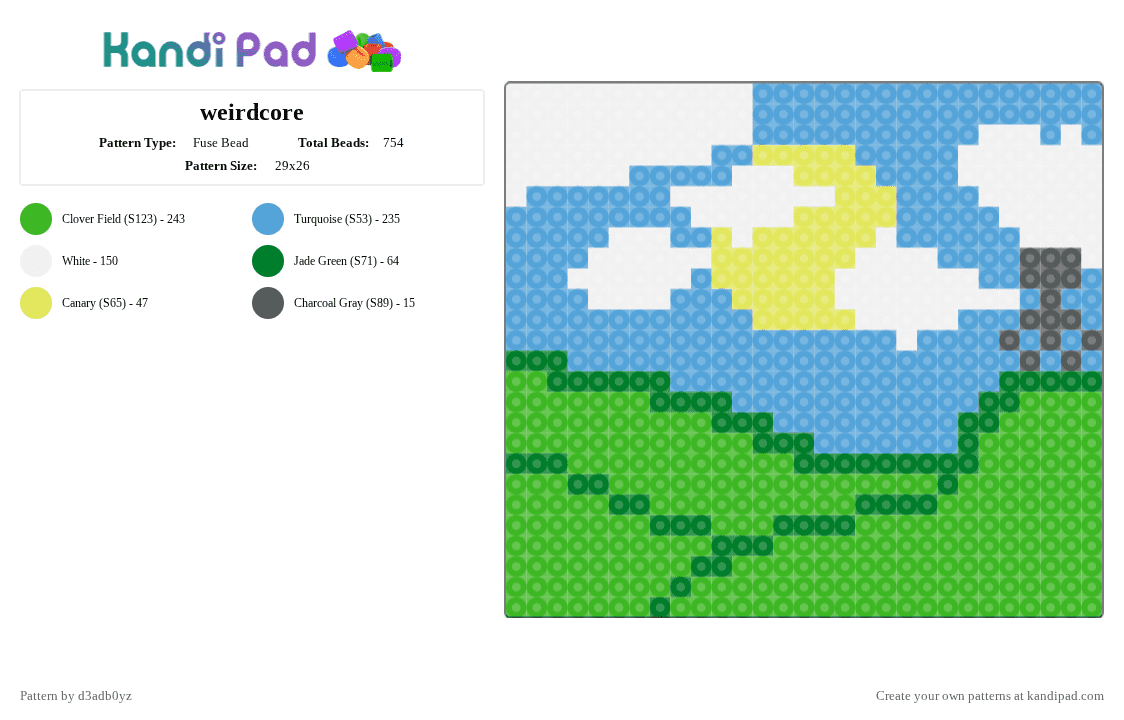 weirdcore - Fuse Bead Pattern by d3adb0yz on Kandi Pad - green,light blue,weirdcare,weird