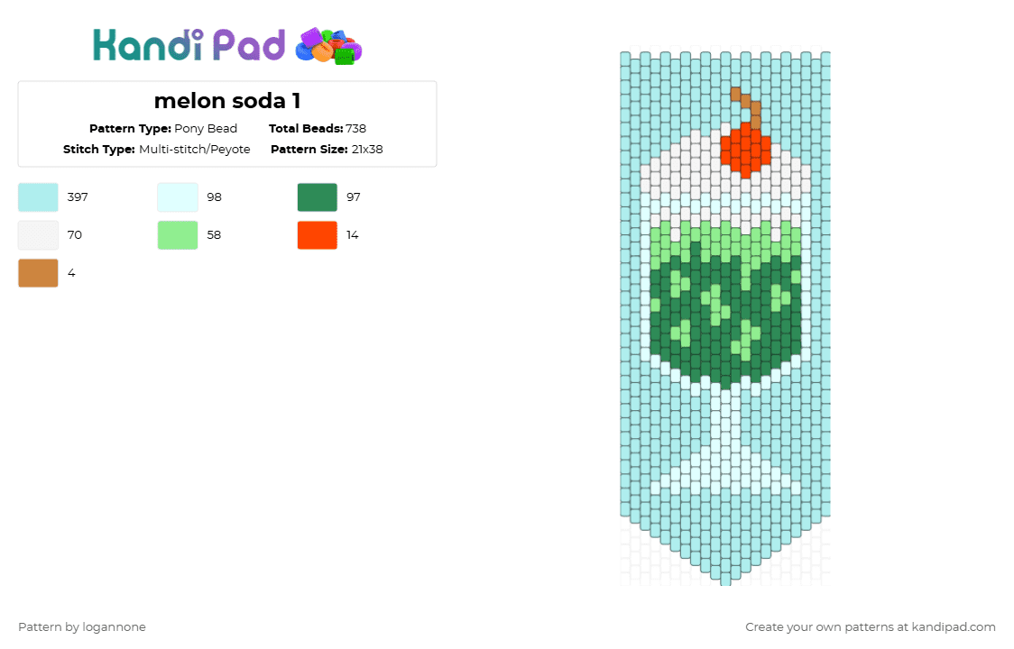 melon soda 1 - Pony Bead Pattern by technicolordreamland on Kandi Pad - light blue