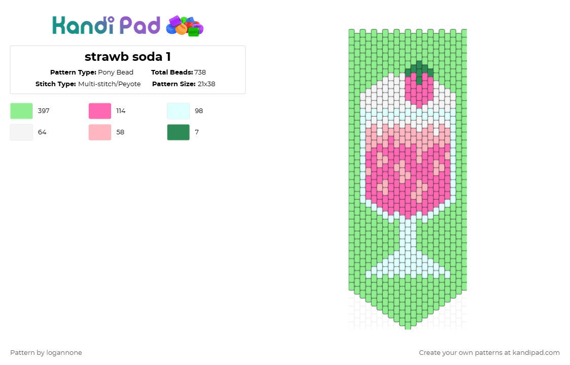 strawb soda 1 - Pony Bead Pattern by technicolordreamland on Kandi Pad - teal