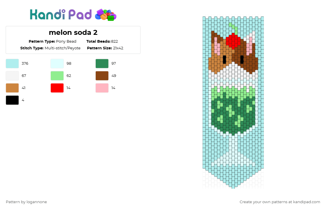 melon soda 2 - Pony Bead Pattern by technicolordreamland on Kandi Pad - light blue