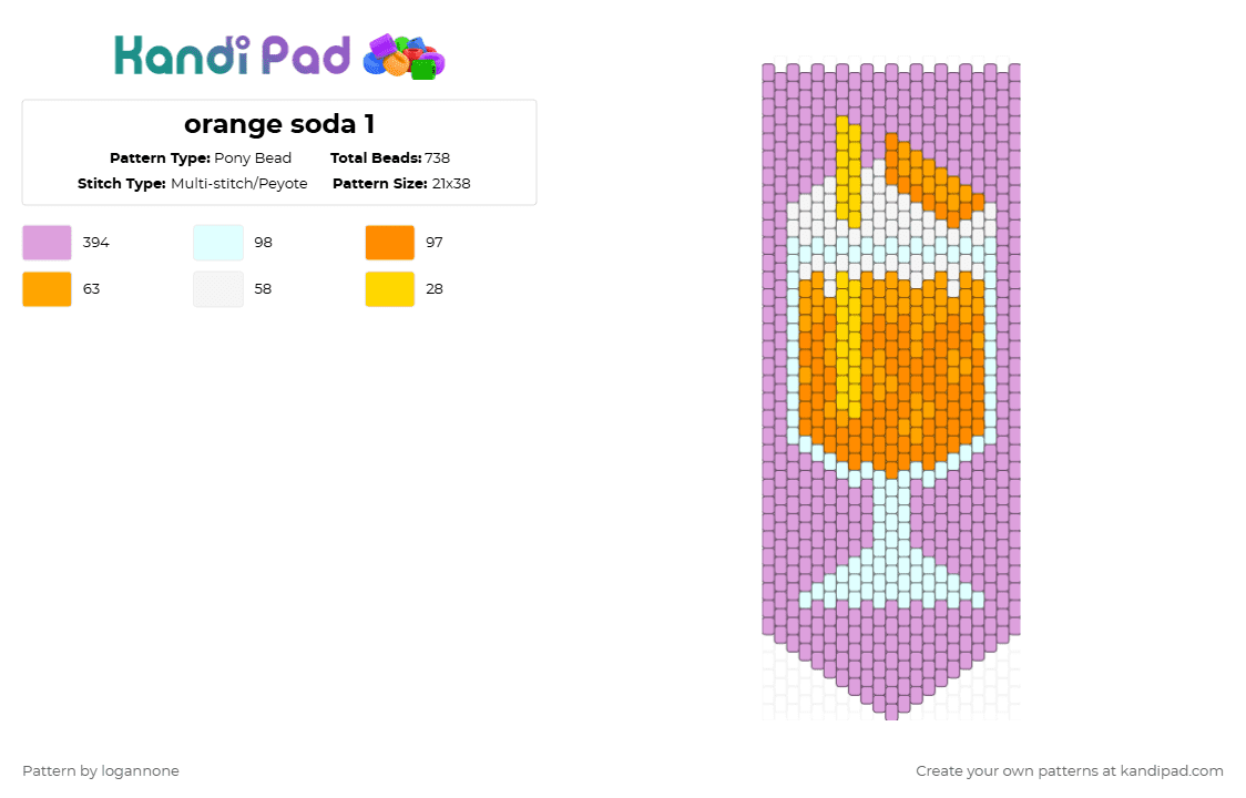 orange soda 1 - Pony Bead Pattern by technicolordreamland on Kandi Pad - pink