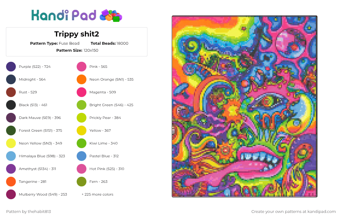 Trippy shit2 - Fuse Bead Pattern by thehabit813 on Kandi Pad - 