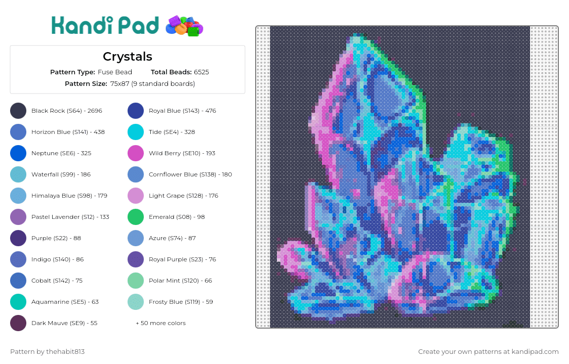 Crystals - Fuse Bead Pattern by thehabit813 on Kandi Pad - crystals,gem,diamond,shiny,neon,blue