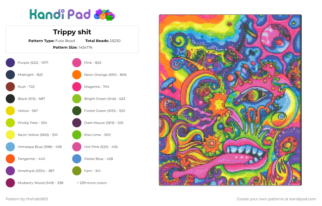 Trippy shit - Fuse Bead Pattern by thehabit813 on Kandi Pad - 