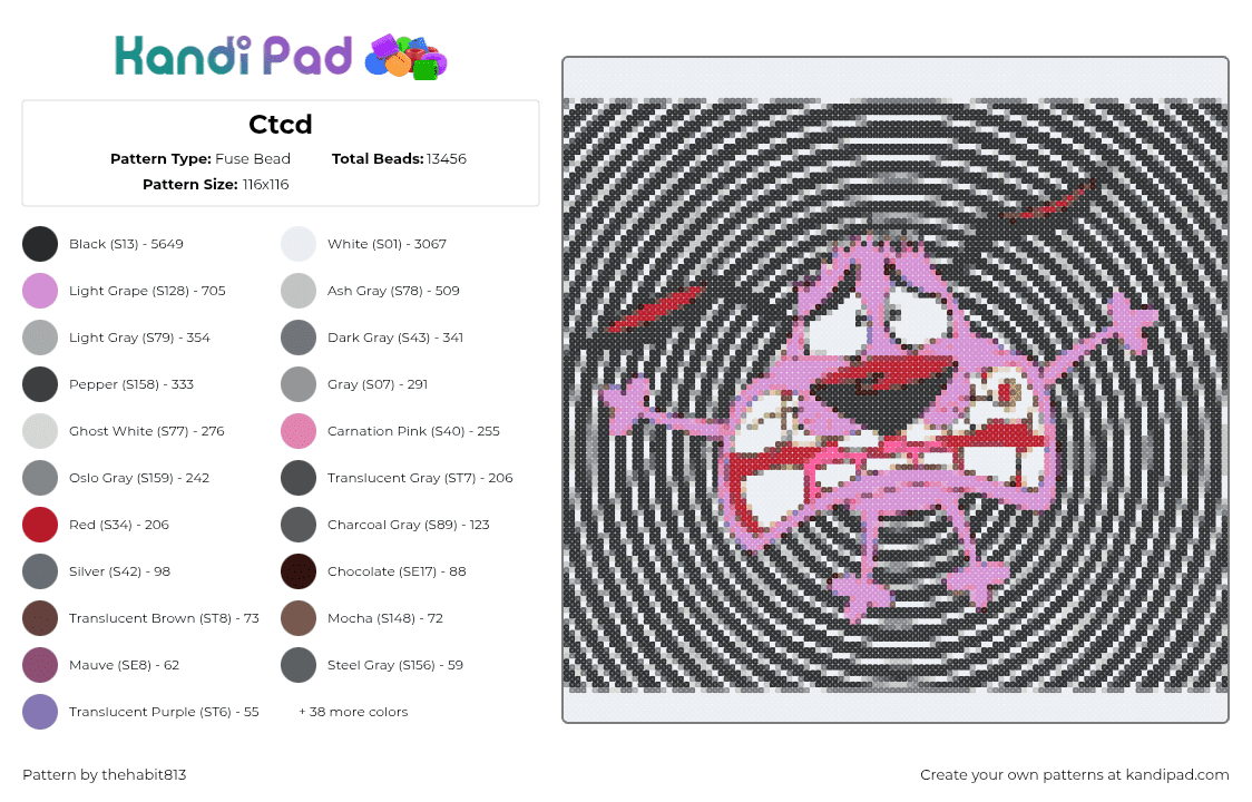Ctcd - Fuse Bead Pattern by thehabit813 on Kandi Pad - courage the cowardly dog,spiral,trippy,cartoon,nostalgia,panel,tv show,purple,black