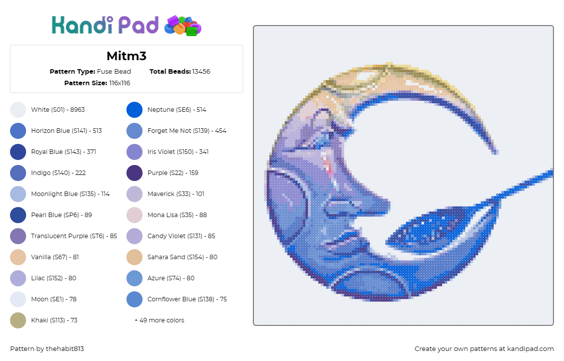 Mitm3 - Fuse Bead Pattern by thehabit813 on Kandi Pad - man in the moon,crescent,spoon,night,blue