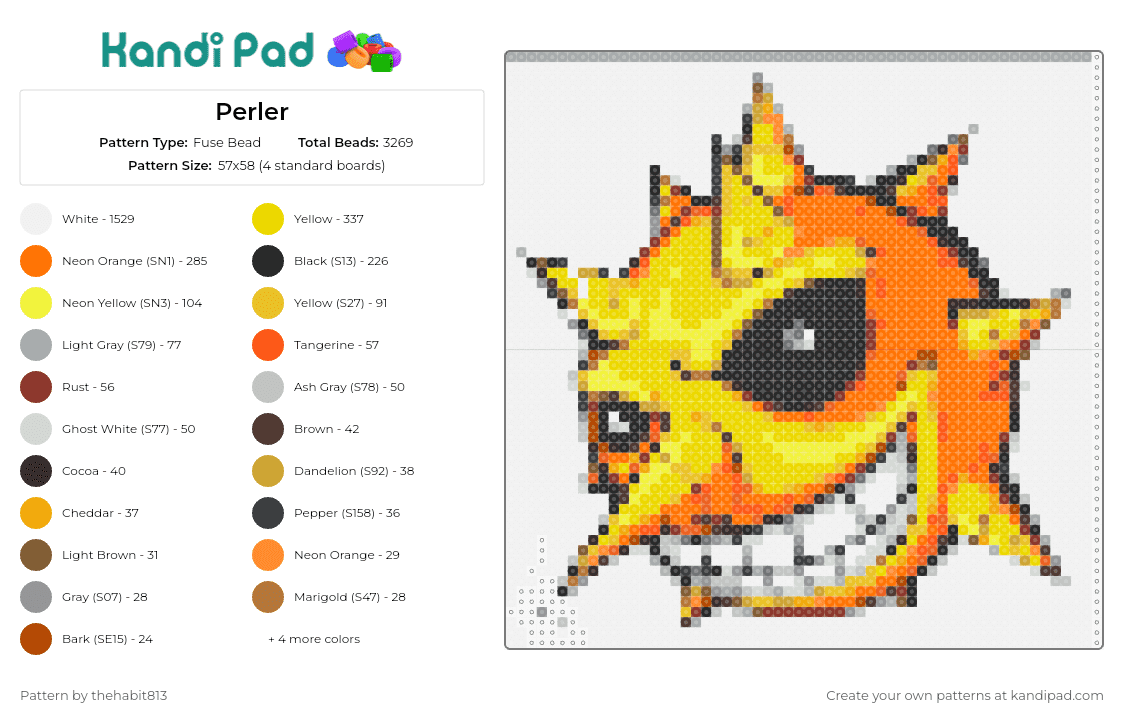 Perler - Fuse Bead Pattern by thehabit813 on Kandi Pad - soul eater,sun,devious,anime,manga,fiery,intense,smile,orange,yellow