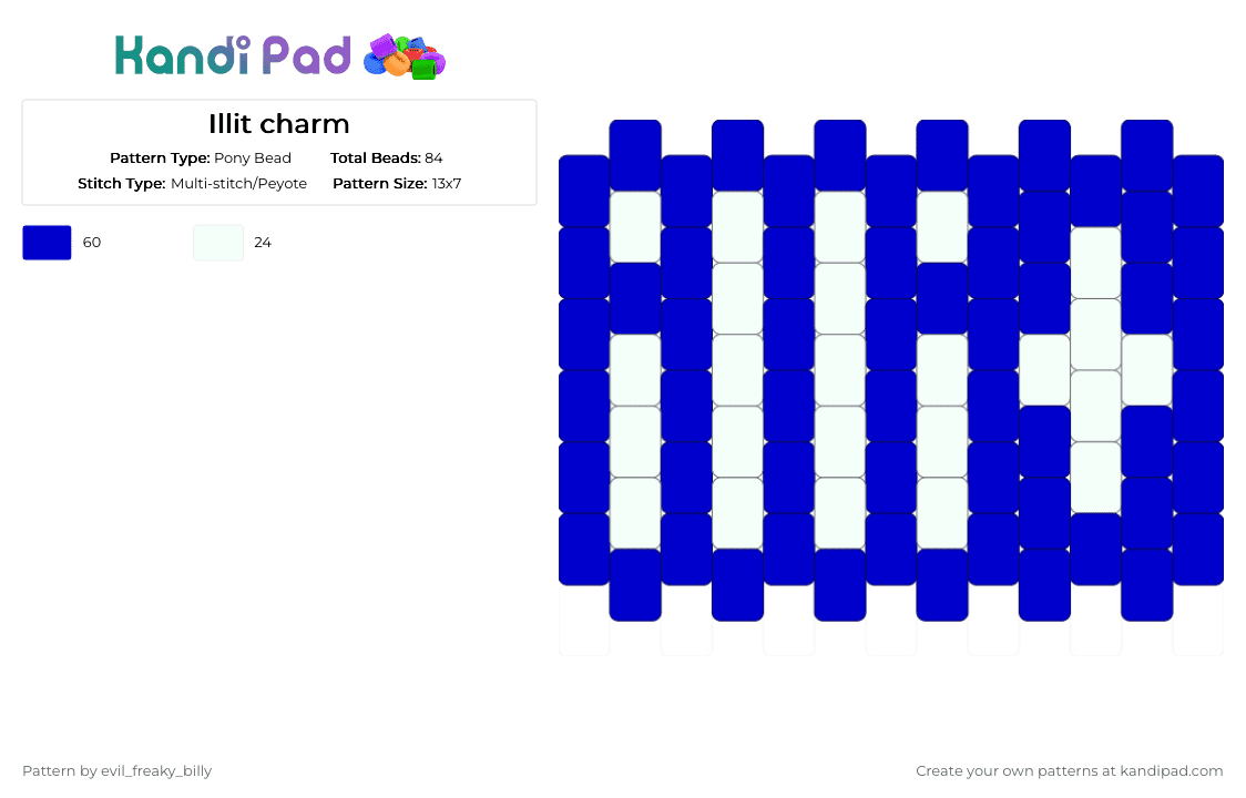 Illit charm - Pony Bead Pattern by t0t4lly_n0t_hum4n on Kandi Pad - purple, white