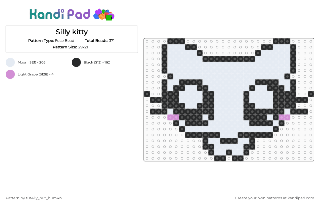 Silly kitty - Fuse Bead Pattern by t0t4lly_n0t_hum4n on Kandi Pad - cat, silly, white