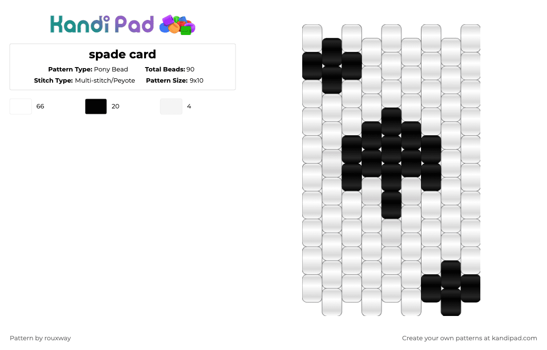 spade card - Pony Bead Pattern by rouxway on Kandi Pad - white