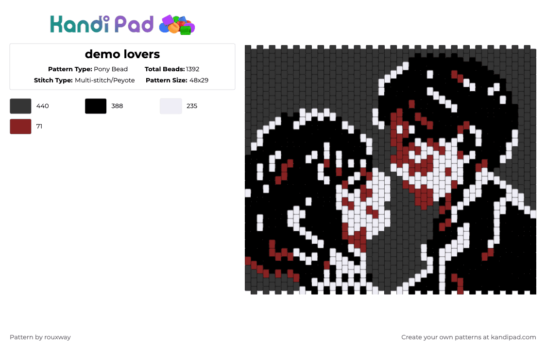 demo lovers - Pony Bead Pattern by rouxway on Kandi Pad - black,white,brown