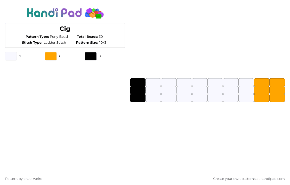 Cig - Pony Bead Pattern by enzo_weird on Kandi Pad - white