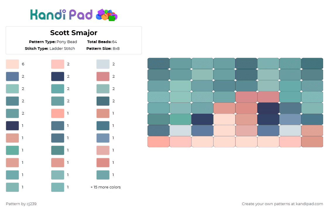 Scott Smajor - Pony Bead Pattern by cj239 on Kandi Pad - beige,gray,teal,minecraft,youtube,scott smajor