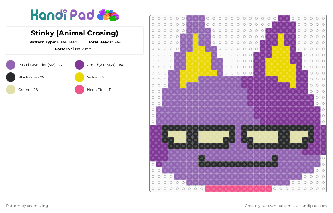 Bob (Animal Crossing) - Fuse Bead Pattern by takemeb4ck2_eden on Kandi Pad - pink