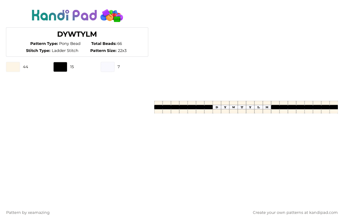 DYWTYLM - Pony Bead Pattern by takemeb4ck2_eden on Kandi Pad - white