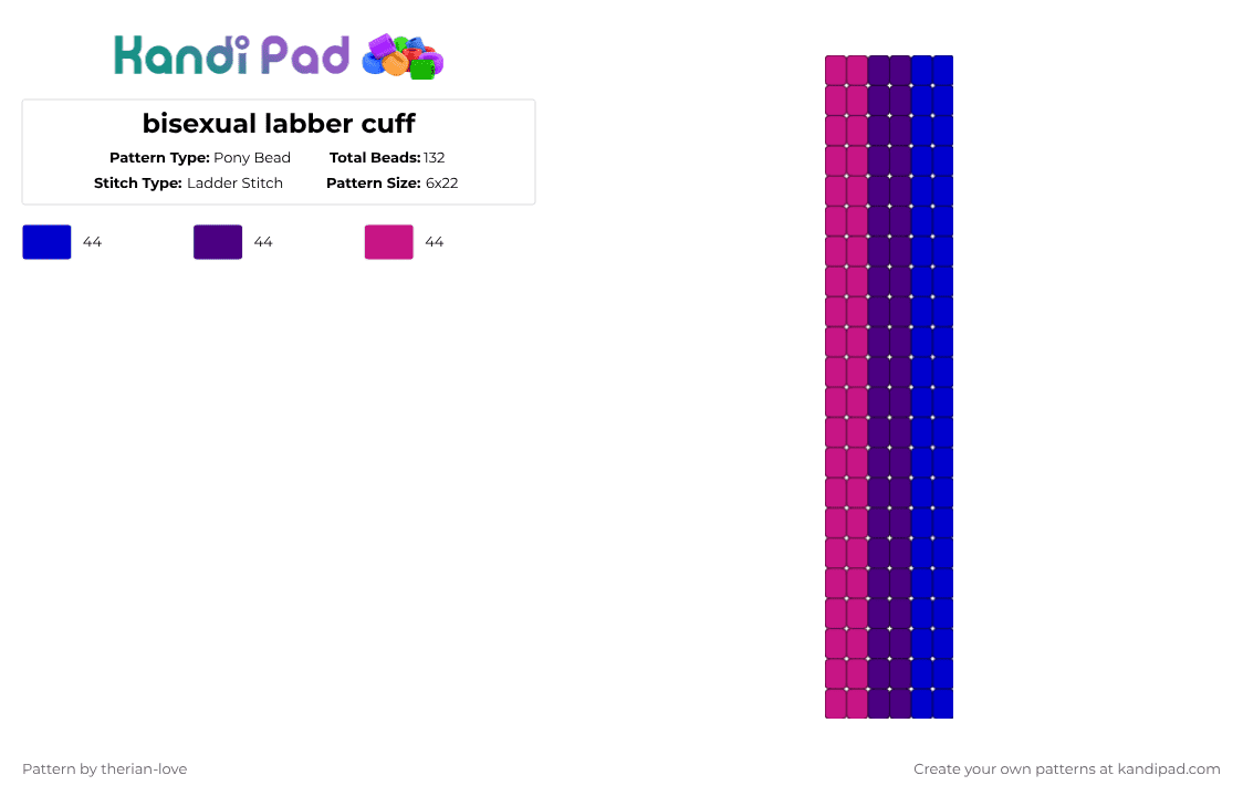 bisexual labber cuff - Pony Bead Pattern by essa_nova_xp on Kandi Pad - purple,pink